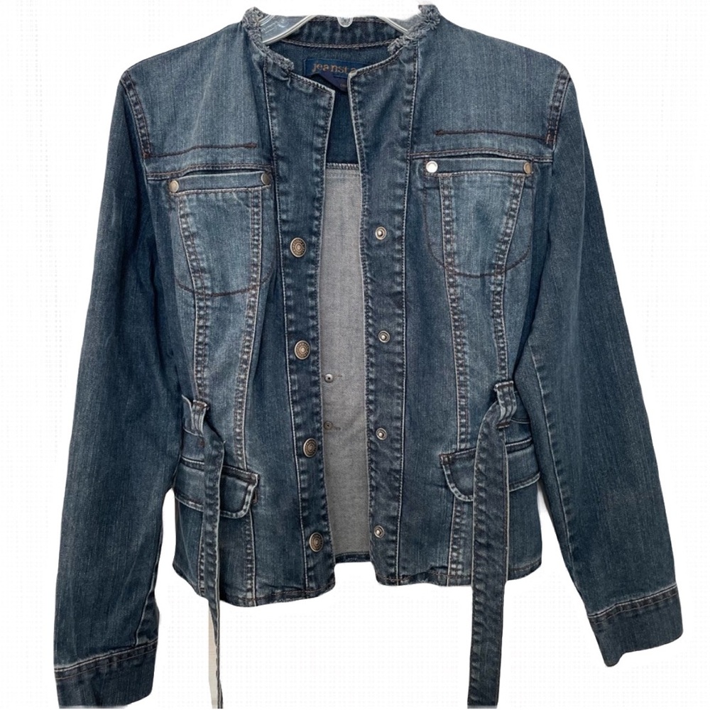 Jeanstar cropped and distressed denim jacket